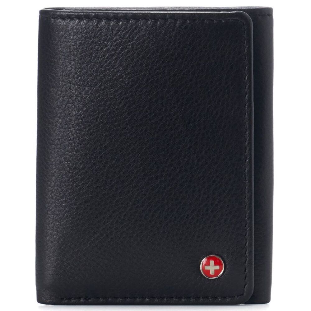 Alpine Swiss Mens Leon Trifold Wallet RFID Safe Bifold Genuine Leather ID Window